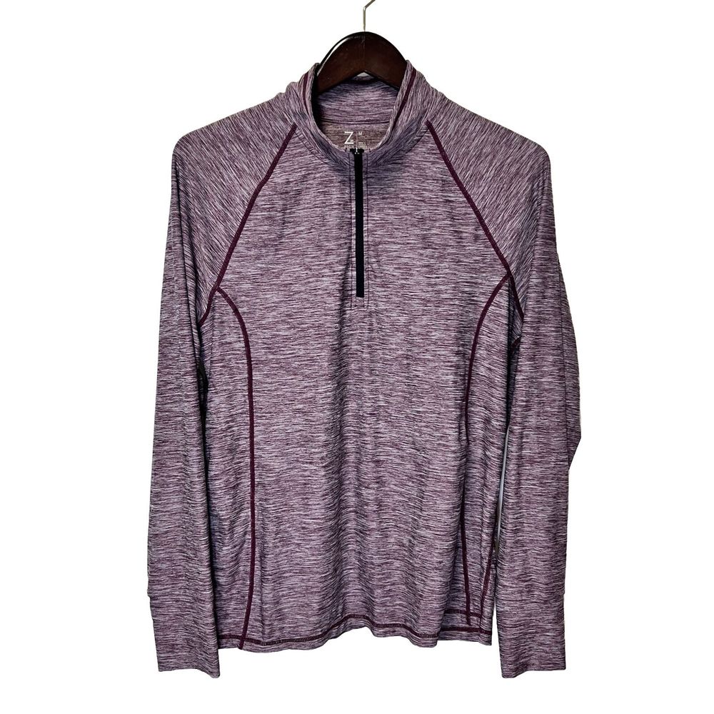 Z By Zella Womens Medium Maroon 1/4 Zip Space Dye Pullover Long Sleeve Athletic